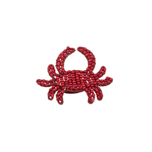 Crab Beaded Napkin Rings 10cm Red