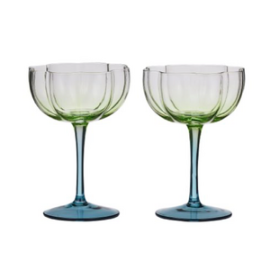 Lotti S/2 Tulip Glass 11x15cm Green/Blue