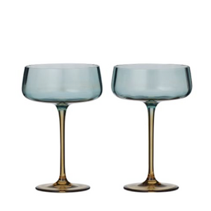 Tallo S/2 Glass Coupe 12x17cm Blue/Amber