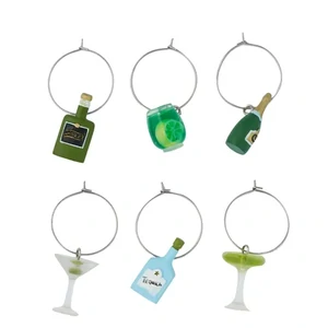 Gimlet S/6 Resin Wine Charms 2.5x4cm