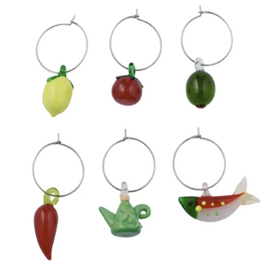 Mangia S/6 Glass Wine Charms 2.5cm