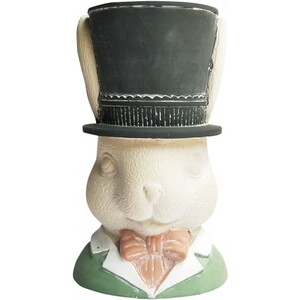 Boy Bunny with Tophat Planter Green Med