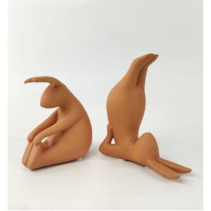 Yoga Bunnies Figurine Terracotta 14cm S/2