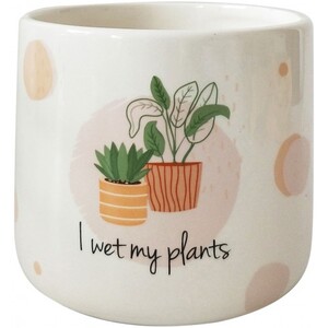 I Wet My Plants Planter White Sm 11cm