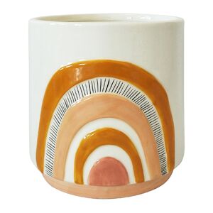 Woodstock Rainbow Planter Mustard & Pink Sm 13cm