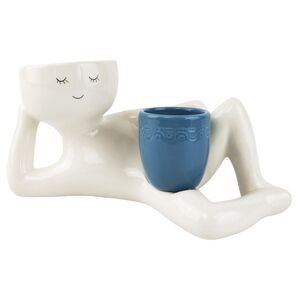 Kinky Person Holding a Pot Planter Dusty Blue H25X13cm