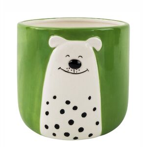 Cute Dog Planter Green Sm 12cm