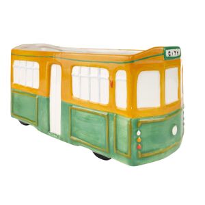 Tram Planter Green & Yellow H13x29cm - BULK ITEM