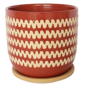 Onyx Planter with Saucer Berry & Sand Lg 18cm