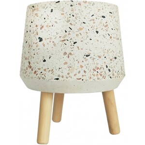 Terrazzo Planter with Legs Beige & Pink Lg 25cm