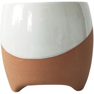 Luna Planter White & Terracotta Med 14cm