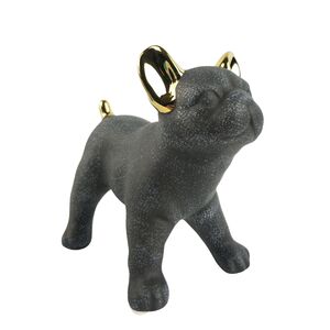 Standing Dog Ornament Charcoal & Gold 16cm