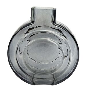 Tommy Round Glass Vase Steel Sm 16.5cm
