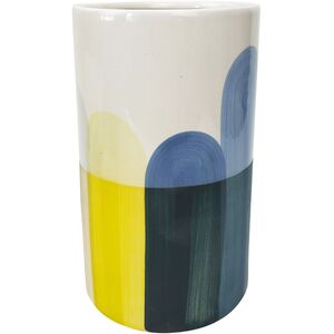 Skyla Stroke Vase Blue  Yellow Med 19cm