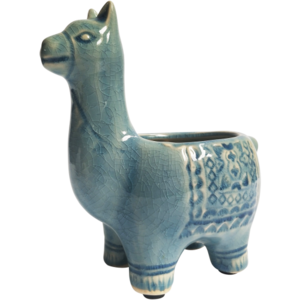 Llama Standing Planter Blue 18cm