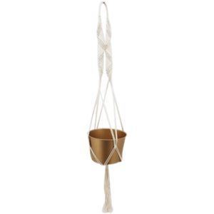 Macrame Gold Bead Hanging Planter 100cm