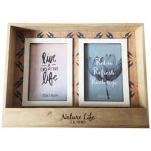 Petal pink blue boxed double frame