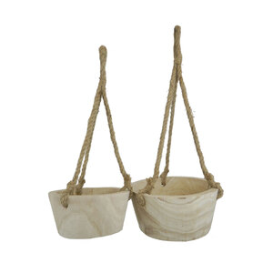 Hanging Wooden Pots L 24x11cm, S 20x9cm