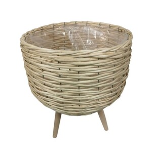 33w 40h natural wicker pot holder with legs