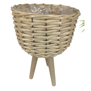 20w 30h natural wicker pot holder with legs