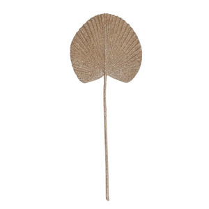Glitter Fan Leaf Stem Plas 67cm Champag