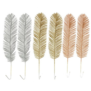 61cm 2pck Glitter Xmas Leaf - 3 assorted