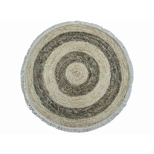 Rug Grey/ Bleached Stripe Fringe 118 cm